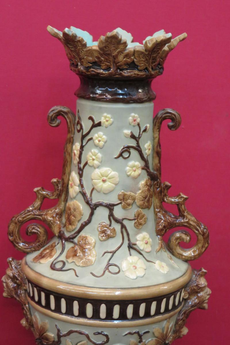 Paire De Vases En Faïence époque 20ème.-photo-3