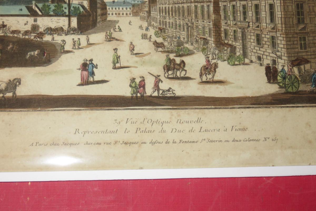 " Palais du Duc de Lucera, Vienne ", Vue d'Optique époque 18ème.-photo-1