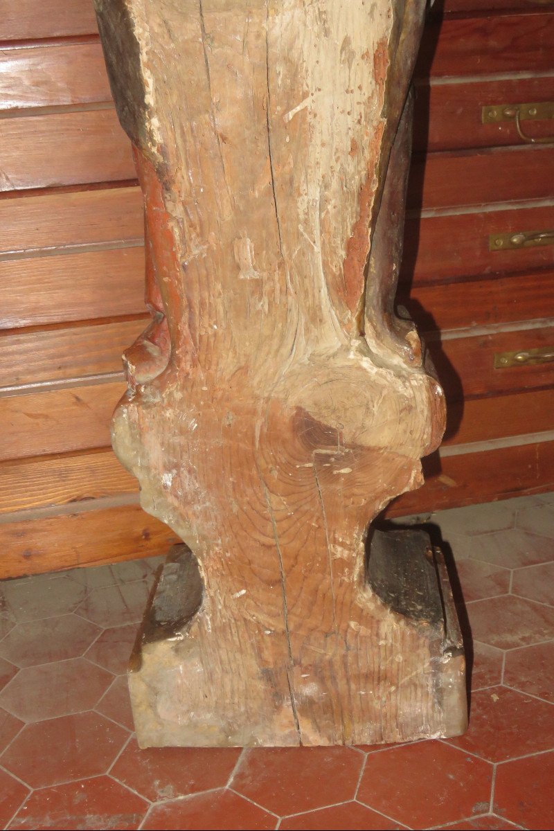 Vierge De Calvaire, Sculpture En Bois Polychome, époque 18 ème.-photo-4