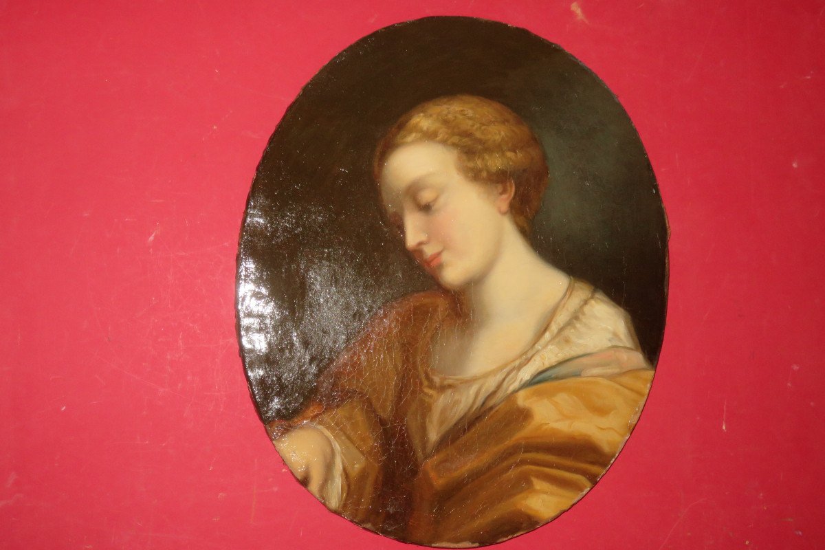 Pensive Young Woman, Late 18th Century Painting.