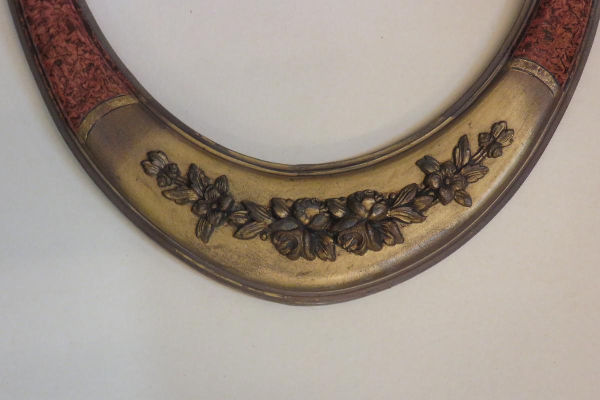 Oval Frame, Then 20th Wood And Gold.-photo-4