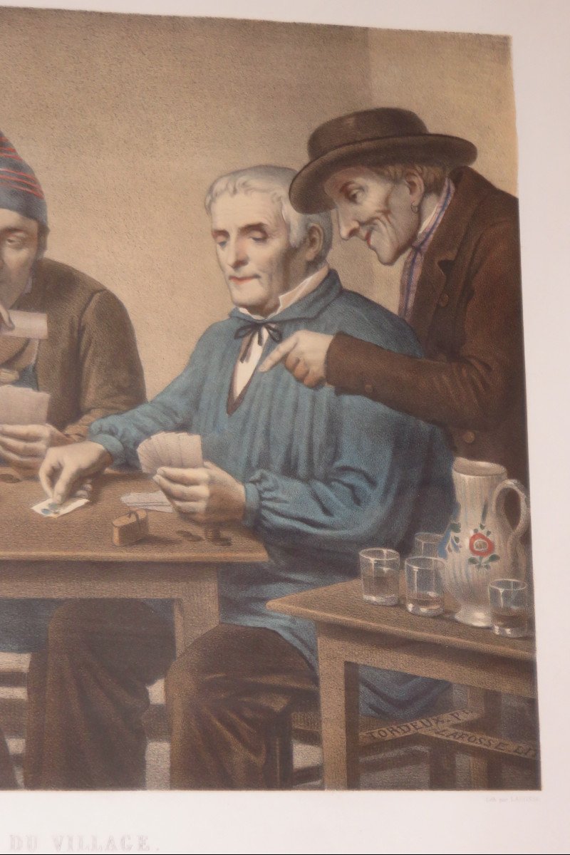 "card Players", 19th Century Engraving.-photo-3