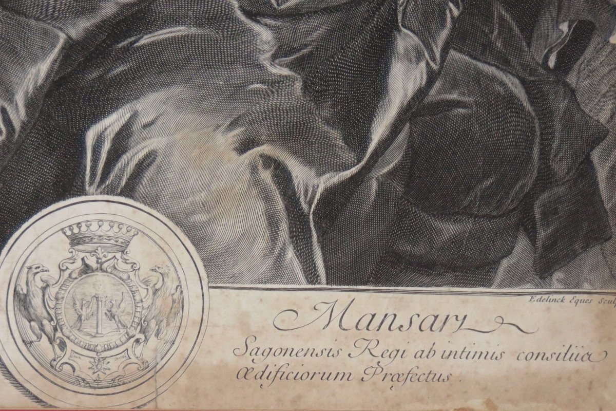 Jules Hardouin-mansart, Count Of Sagonne, Engraving Early 18th Century.-photo-1