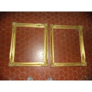 Pair Of 19th Century Frames, In Golden Wood.