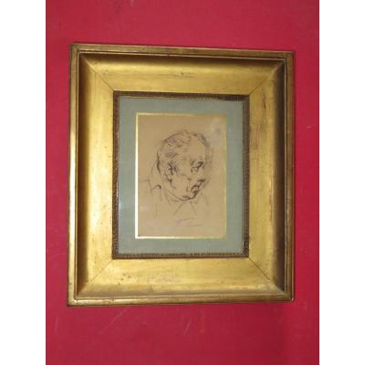 Dessin à La Plume, portrait d'homme, époque 18ème.