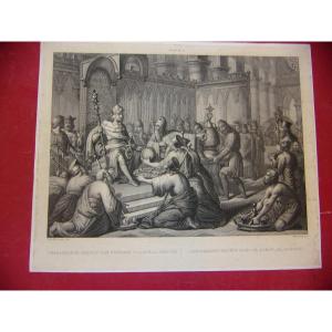 Charlemagne Receiving Presents, 19th Century Engraving.