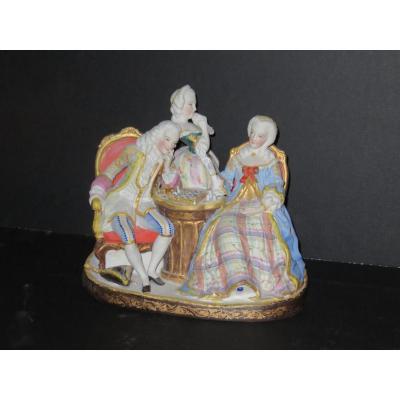 Chess Set, Scene Porcelain, Late 19th Time.