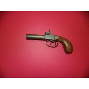 Pistolet percussion à double canon, époque 19ème.