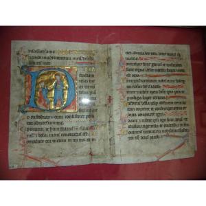 Important Illuminated Folio On Parchment—book Of Hours Or Psalter—circa 1400–1430.