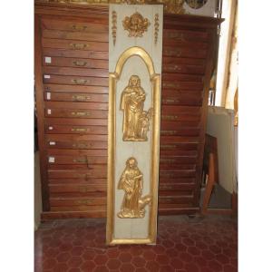 Gilded And Painted Wood With St. John And St. Luke, 18th Century.