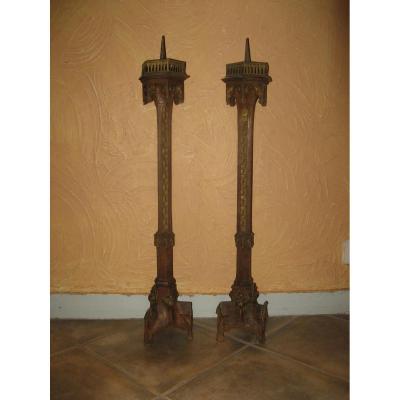 Pair Of Candlesticks 18th Century.