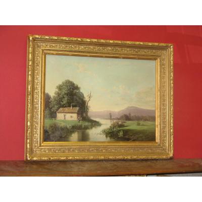 Paysage, Peinture époque 19ème,  Signée A. Godchaux.