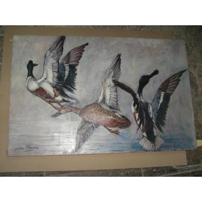 - Peinture, Envolée De Canards.