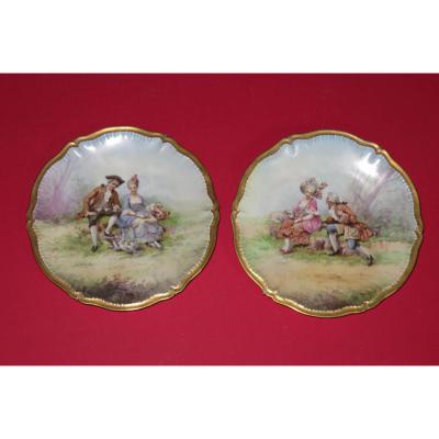 Pair Of Plates De Haviland, Limoges, Then The 19th.