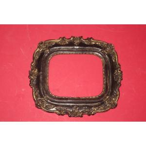Napoleon III Frame, 19th In Black And Gold Wood.