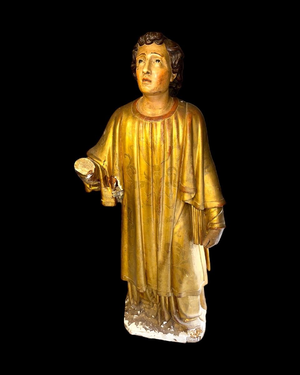 Grande Sculpture Religieuse En Terre Cuite Peinte Et Doré D’époque XIXeme