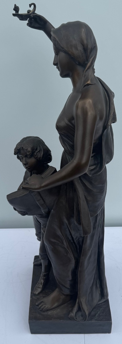 Henri Levasseur (XIXᵉ) – « L’Éducation » – Bronze patiné, Société des Bronzes de Paris –-photo-2