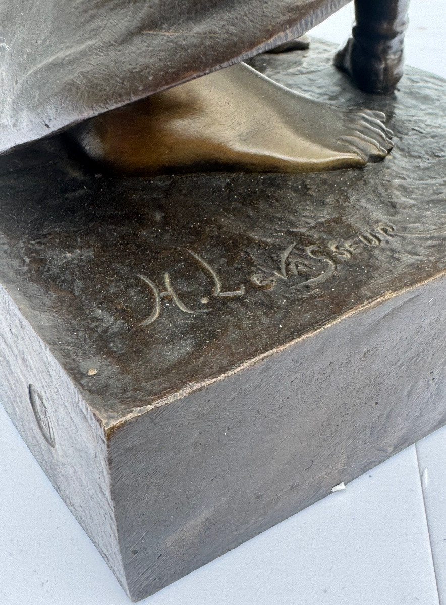 Henri Levasseur (XIXᵉ) – « L’Éducation » – Bronze patiné, Société des Bronzes de Paris –-photo-2