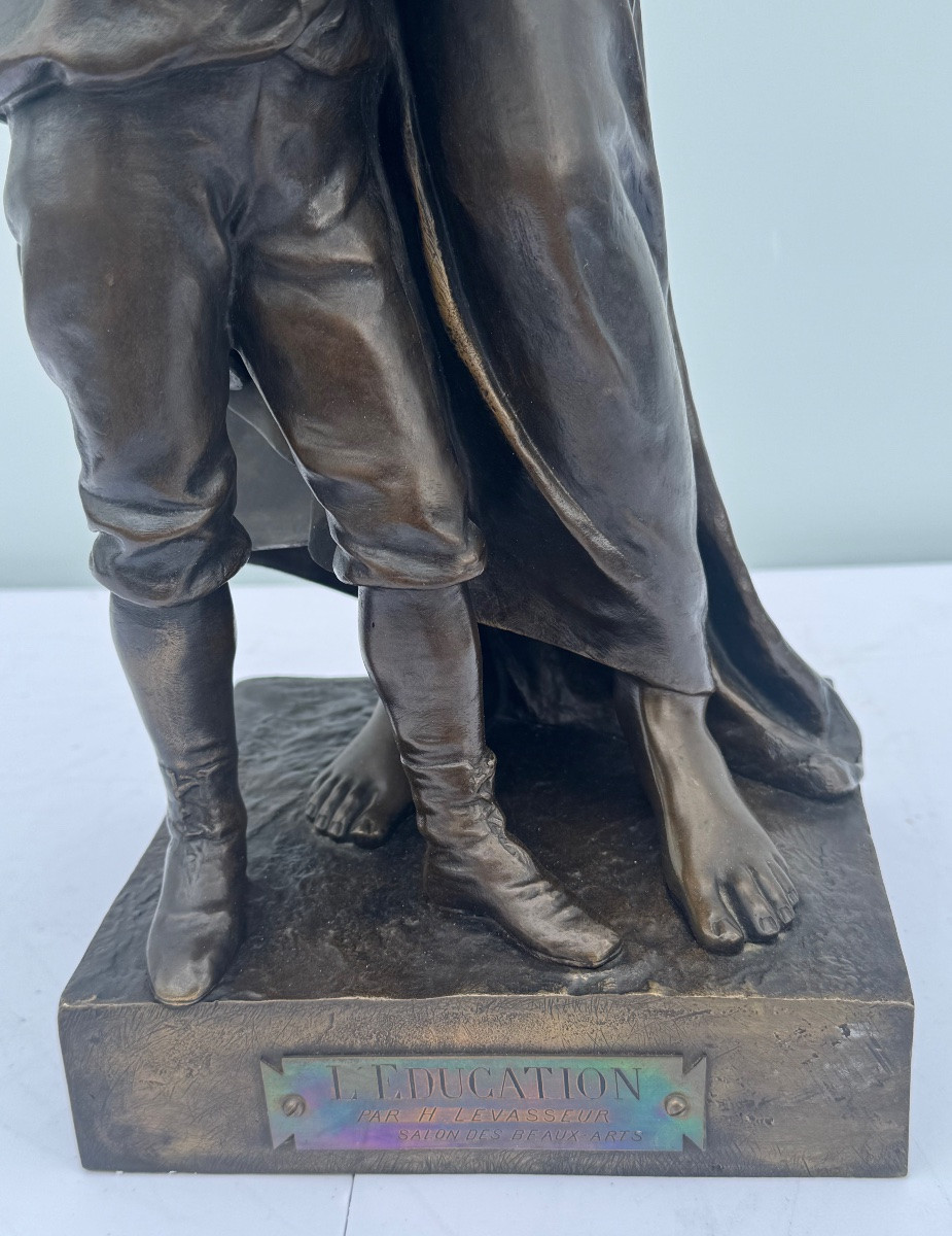 Henri Levasseur (XIXᵉ) – « L’Éducation » – Bronze patiné, Société des Bronzes de Paris –-photo-6