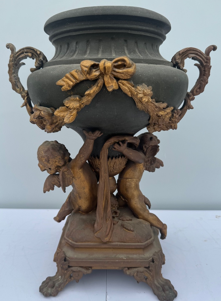 Spelter Fireplace Surround With Putti Decoration – 19th Century-photo-4