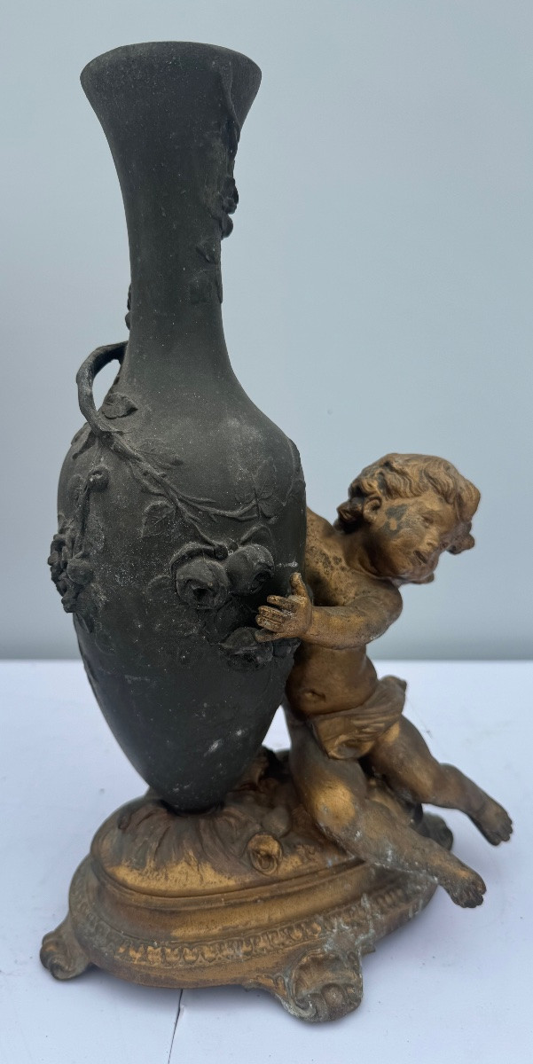 Spelter Fireplace Surround With Putti Decoration – 19th Century-photo-2