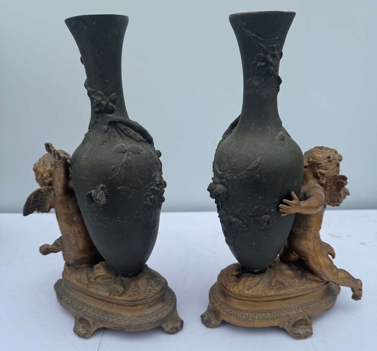 Spelter Fireplace Surround With Putti Decoration – 19th Century-photo-4