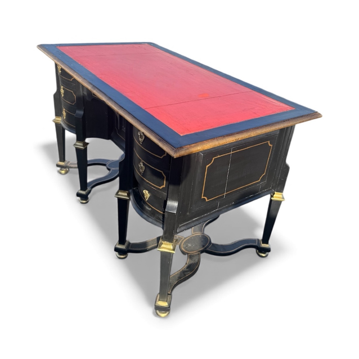 Louis XIV Style Mazarin Desk In Ebonized Wood-photo-2