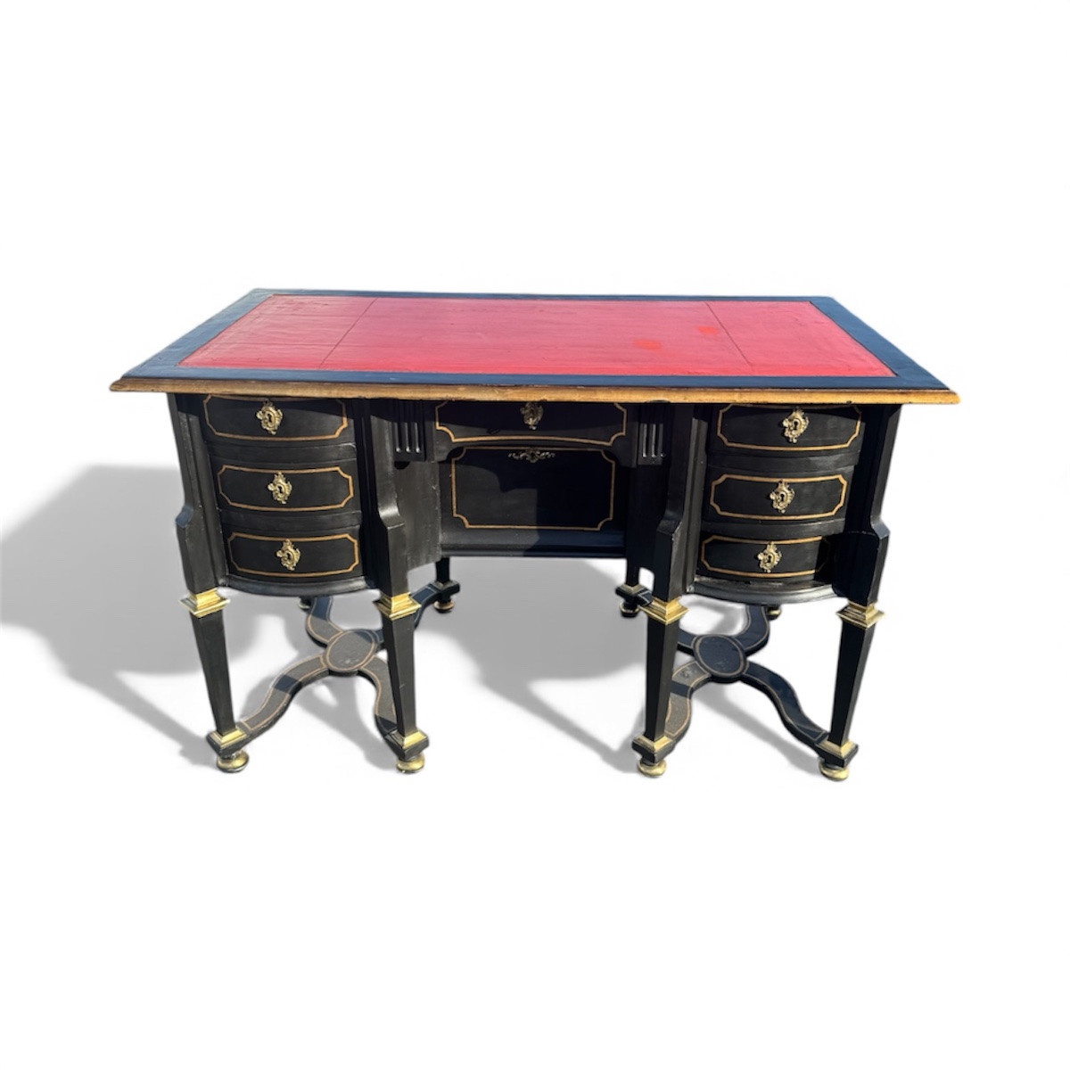 Louis XIV Style Mazarin Desk In Ebonized Wood-photo-3