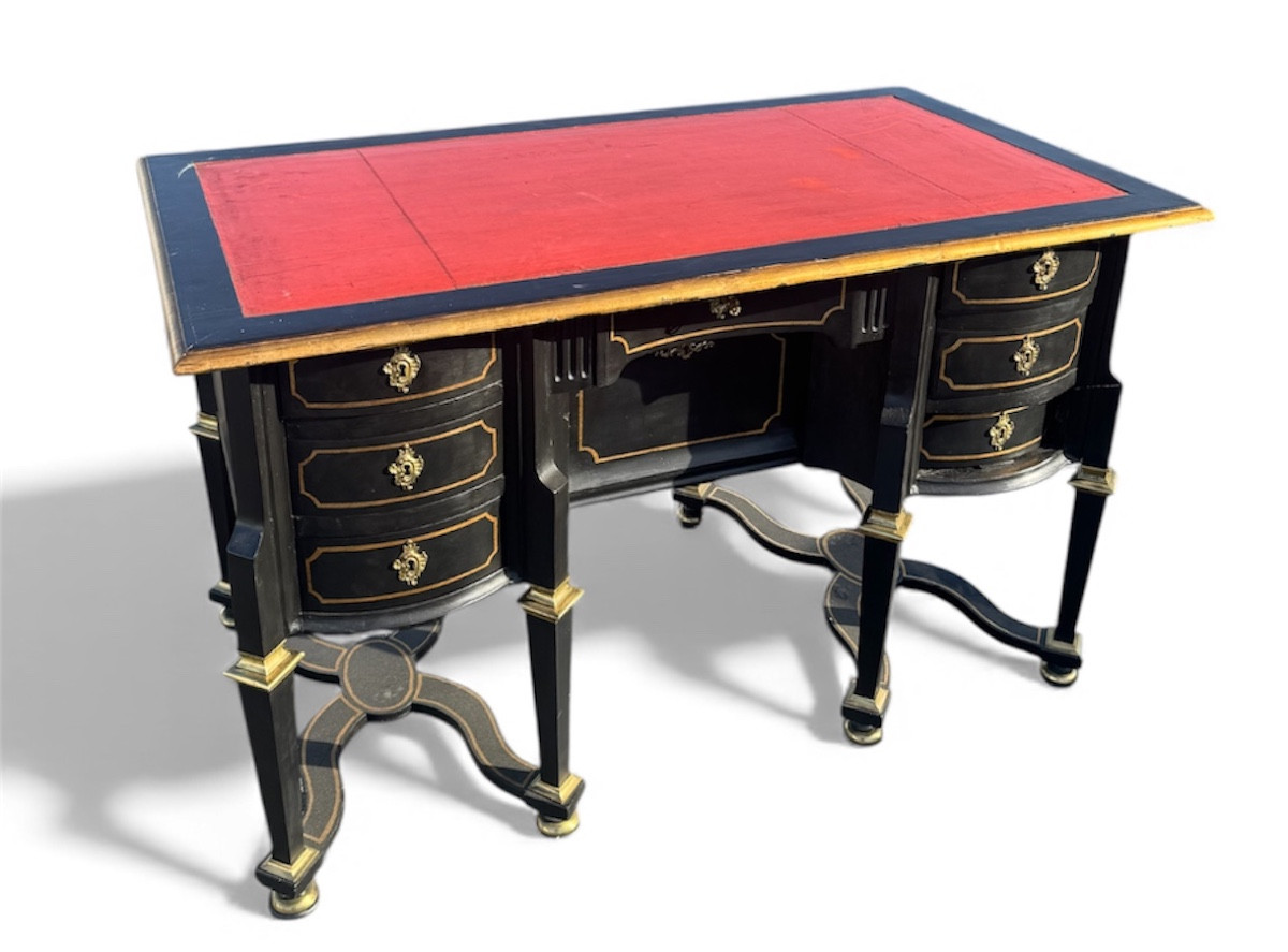 Louis XIV Style Mazarin Desk In Ebonized Wood