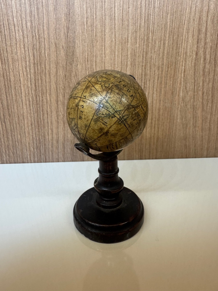 Miniature World Map Signed C. Abel-klinger – 19th Century-photo-2