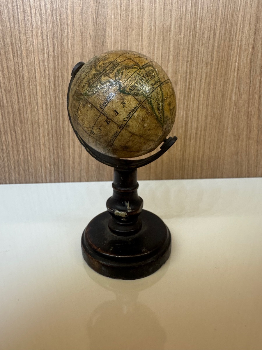 Miniature World Map Signed C. Abel-klinger – 19th Century-photo-3