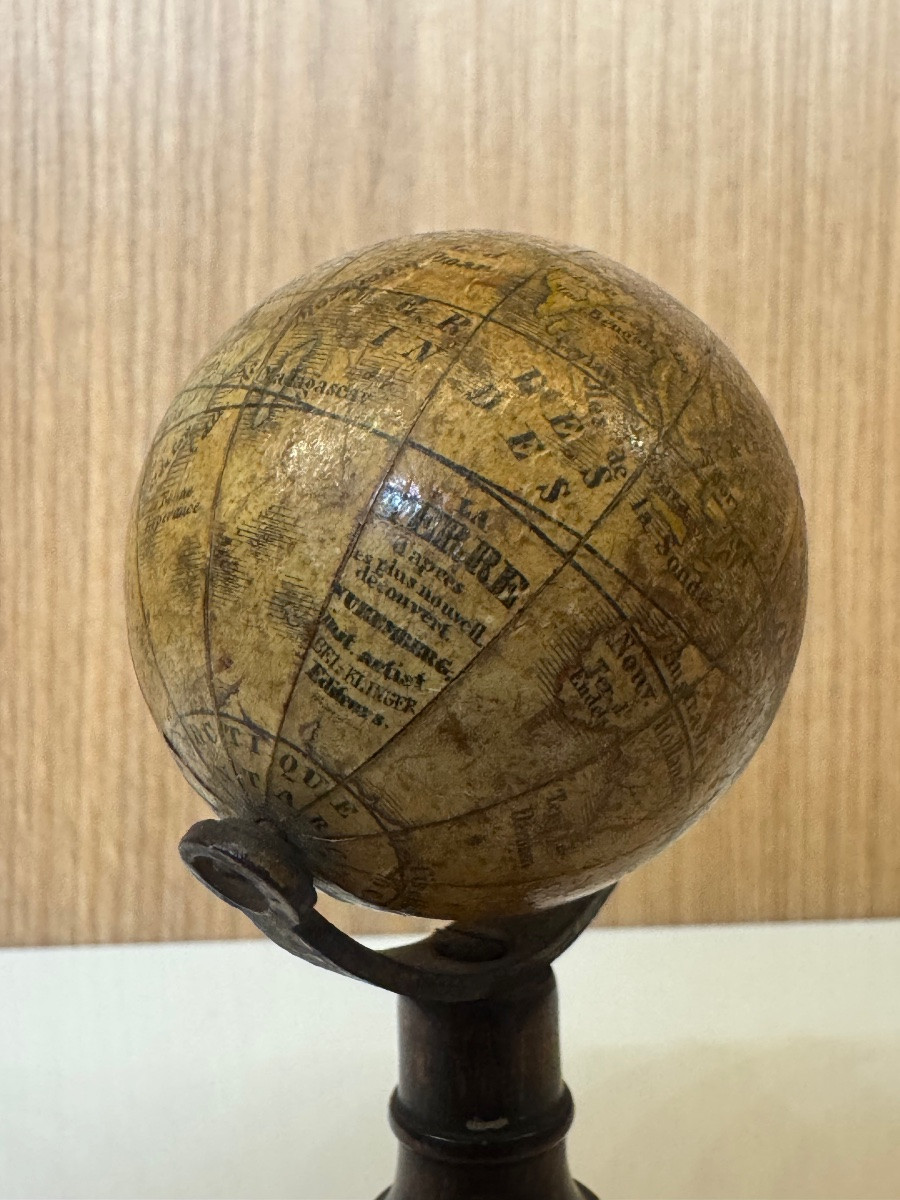 Miniature World Map Signed C. Abel-klinger – 19th Century-photo-2