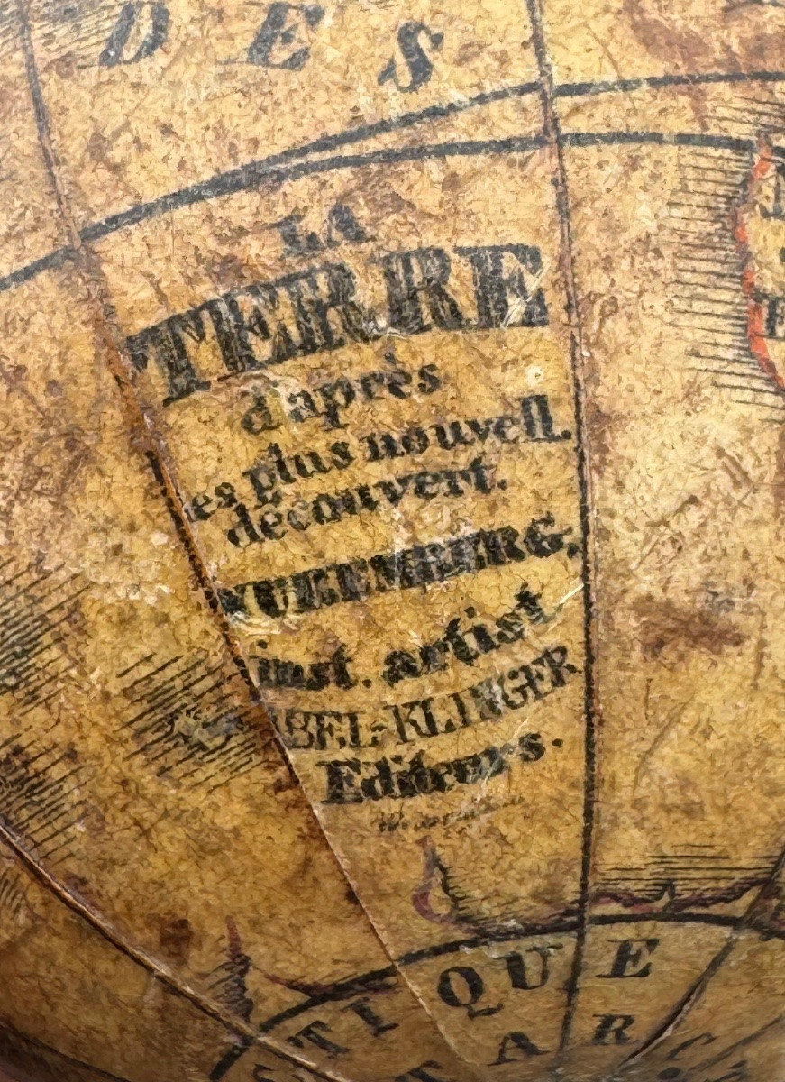 Miniature World Map Signed C. Abel-klinger – 19th Century-photo-4