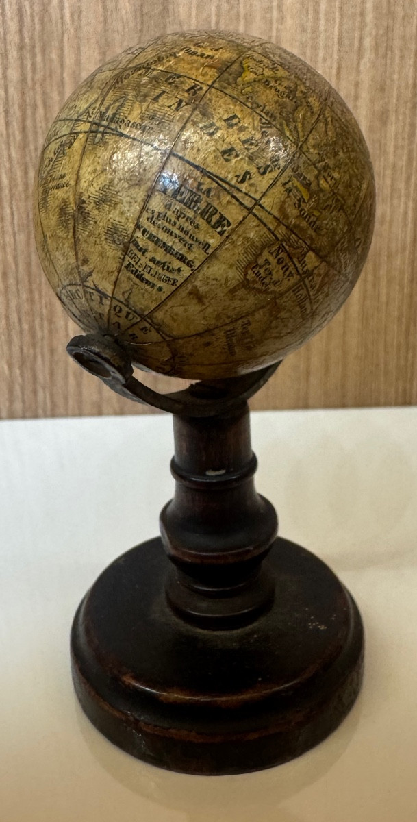 Miniature World Map Signed C. Abel-klinger – 19th Century