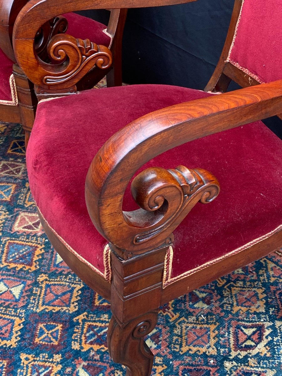 Pair Of Mahogany Restoration Period Armchair-photo-4