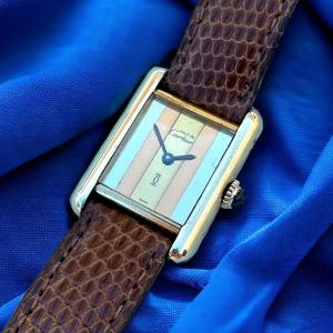 Must Cartier Tank In Vermeil (silver / Gold Plated) Trinity Dial (3 Gold) Mechanical Movement