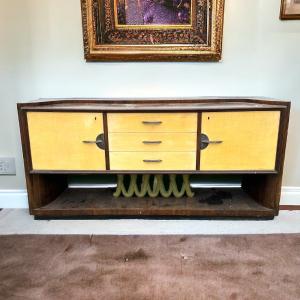 Art Deco Furniture In Macassar Ebony Veneer And Parchment Door