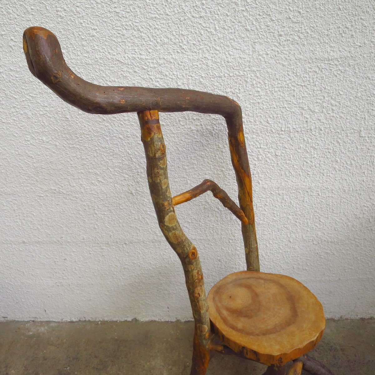 Chaise en bois brutaliste XX°-photo-4