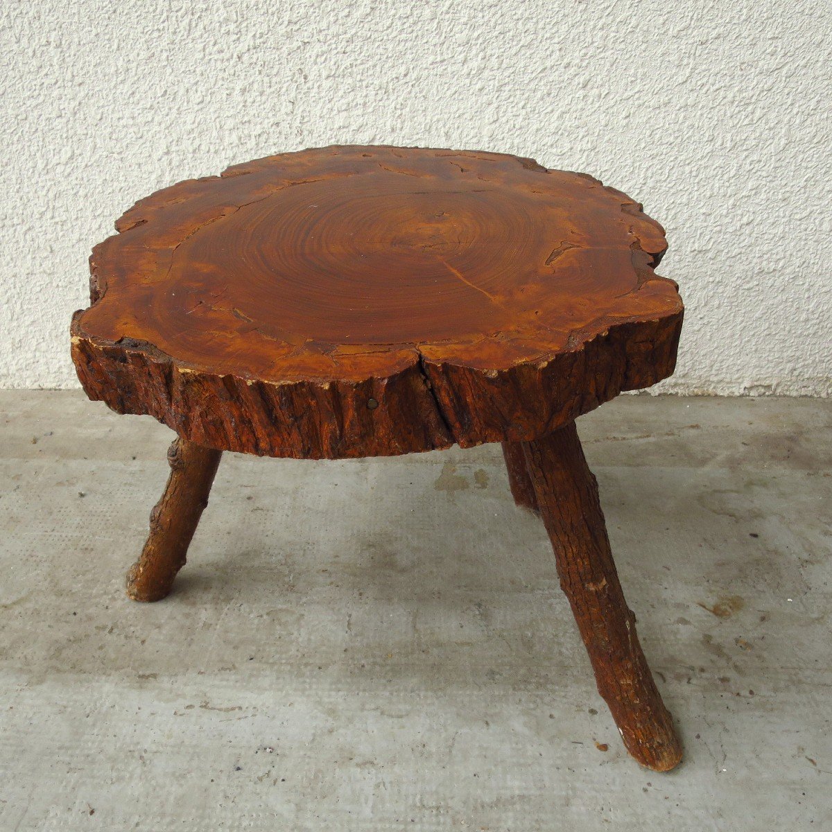 Table basse brutaliste en bois XX°-photo-3