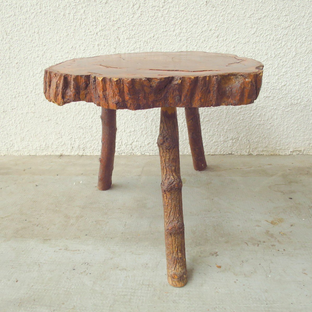 Table basse brutaliste en bois XX°-photo-1