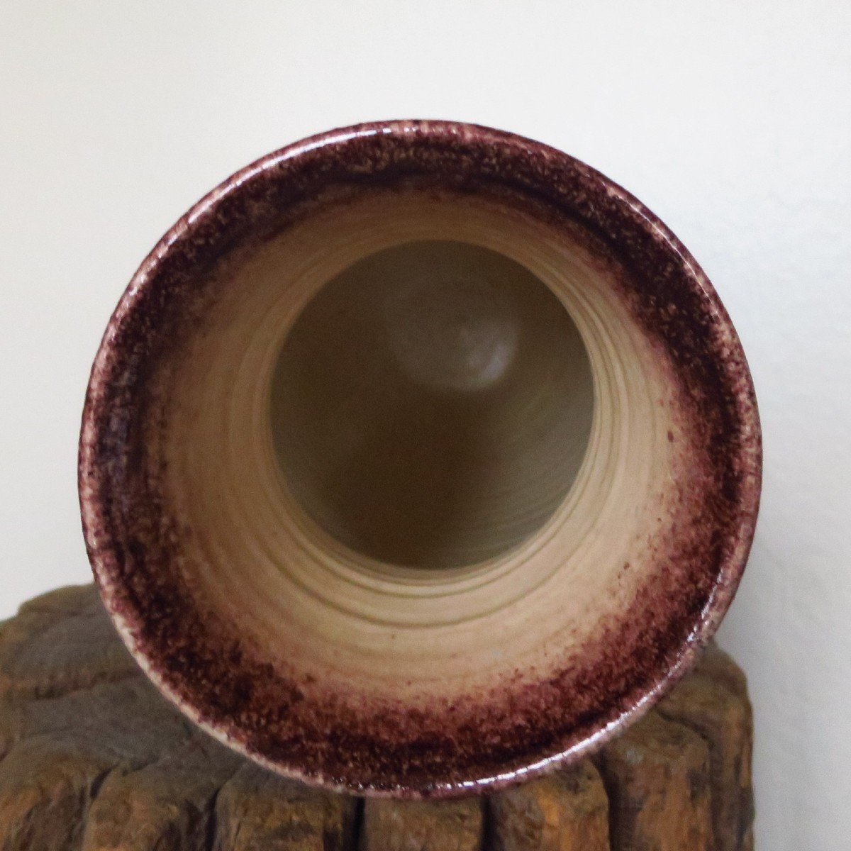 Grand vase ACCOLAY bleu et marron moucheté, circa 1950-photo-3