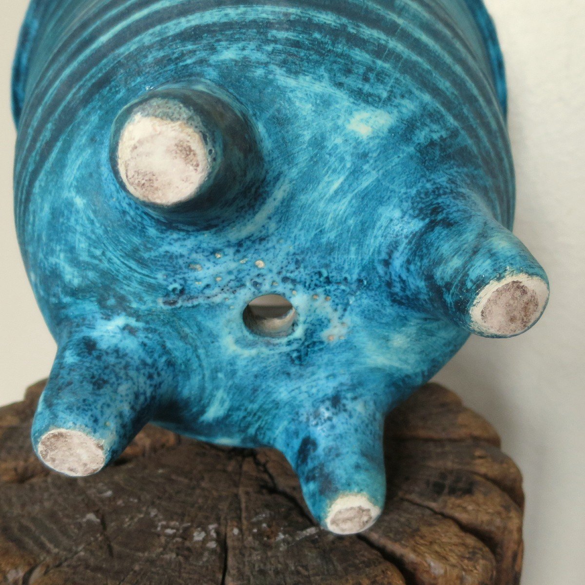Quadripod Cache Pot In Turquoise Blue Accolay Ceramic, 1950-photo-4