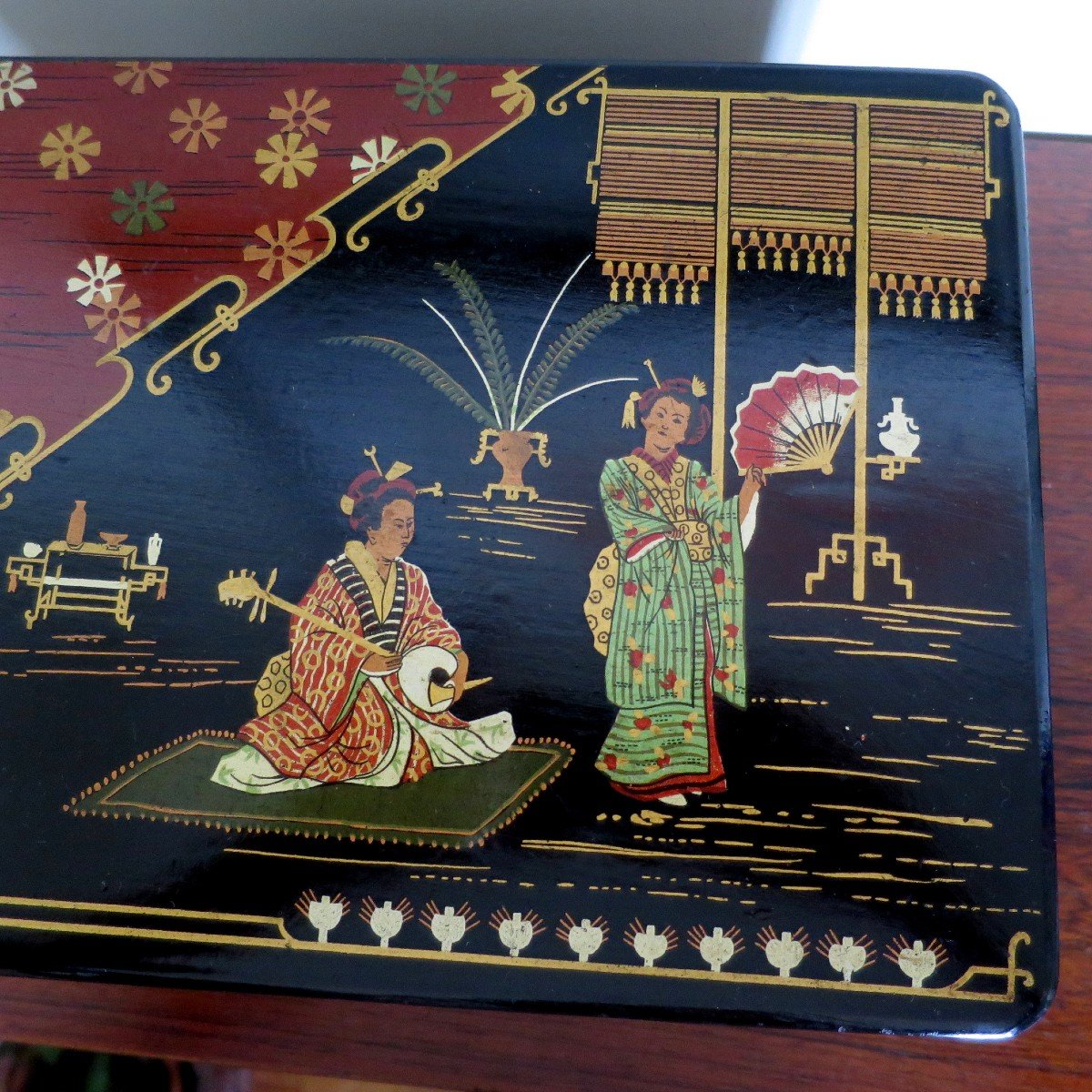 Napoleon III Box With Chinese Decor In Boiled Cardboard-photo-4