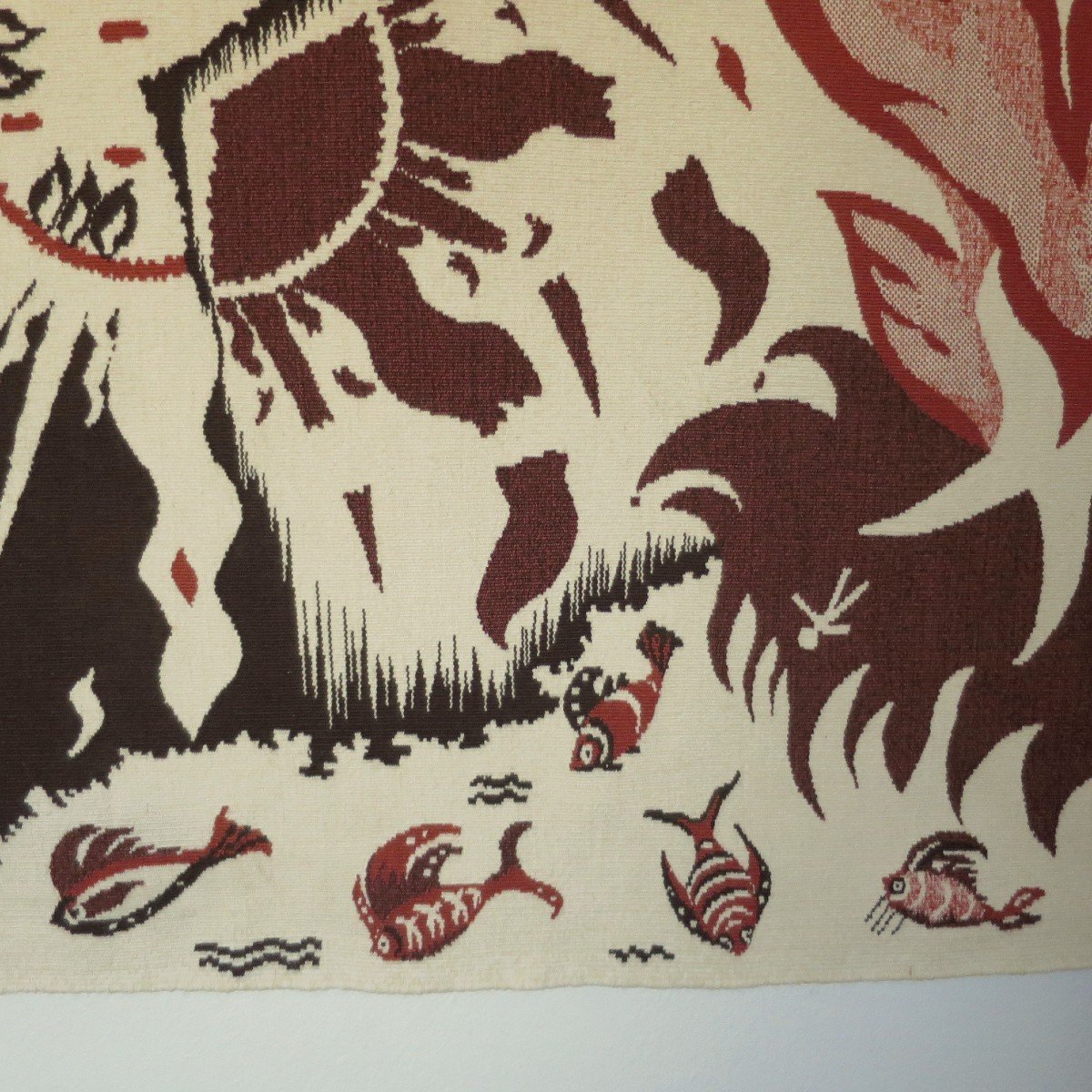 Hand-woven Tapestry, "apocalypse", 1960s, Signed Sc-photo-2