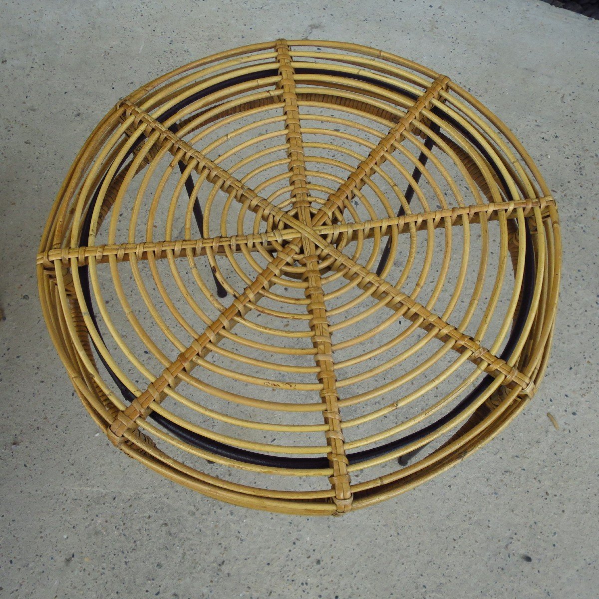 Nesting Tables In Rattan And Metal Circa 1950-photo-3