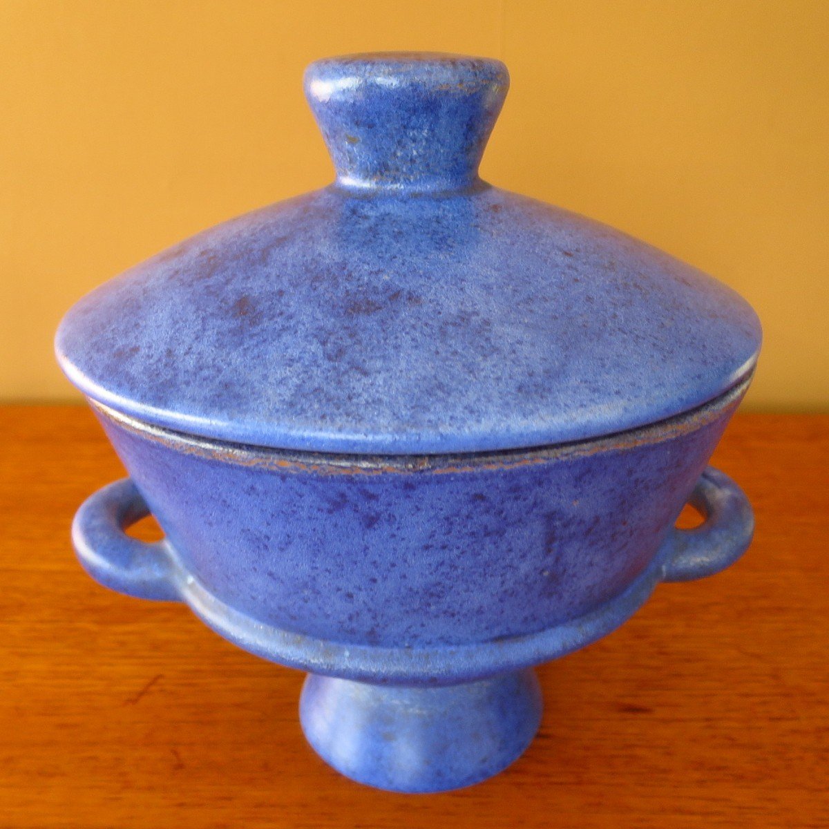 Pot couvert  La grange aux potiers en céramique bleu-photo-2