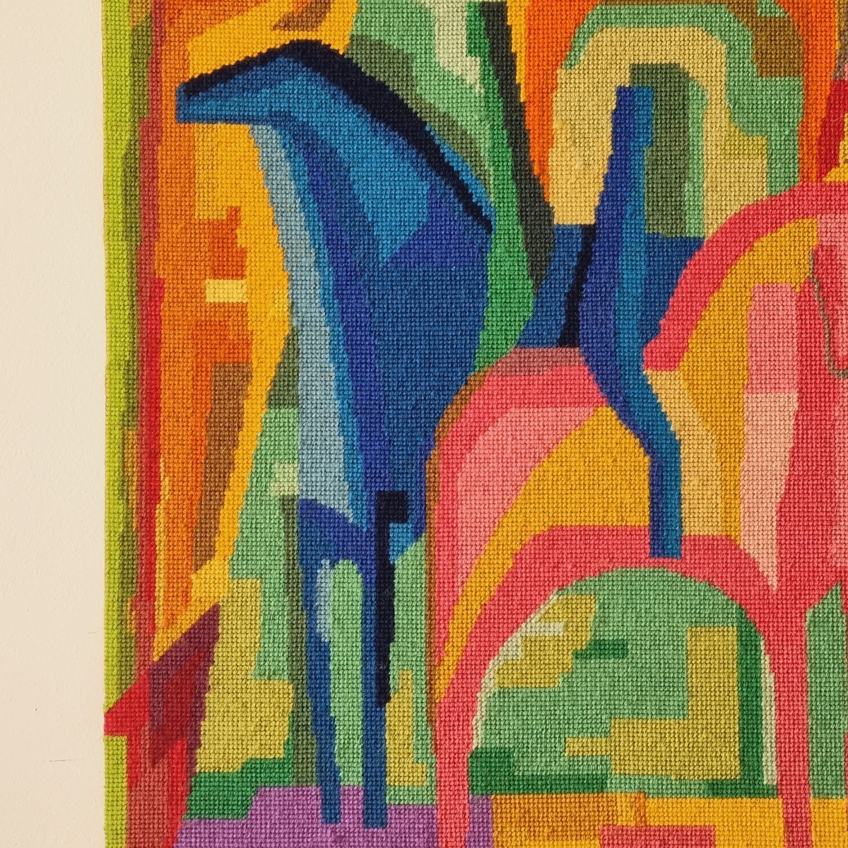 Tapestry "riders On Horseback" By Wolfgang Reuther, On Canvas, 20th Century-photo-2
