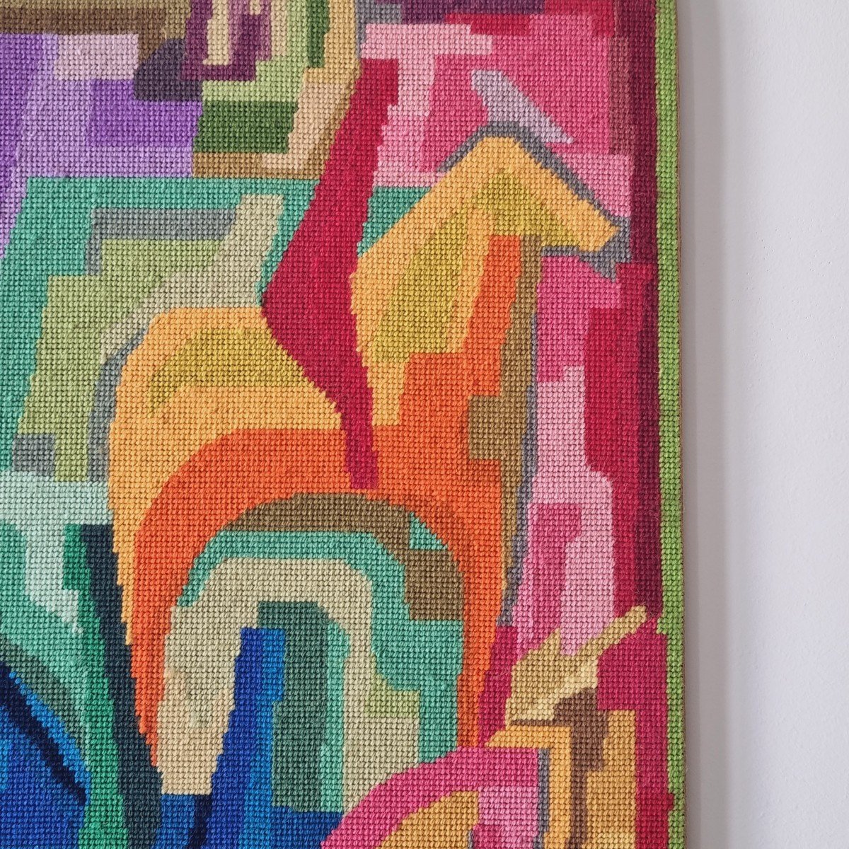 Tapestry "riders On Horseback" By Wolfgang Reuther, On Canvas, 20th Century-photo-4