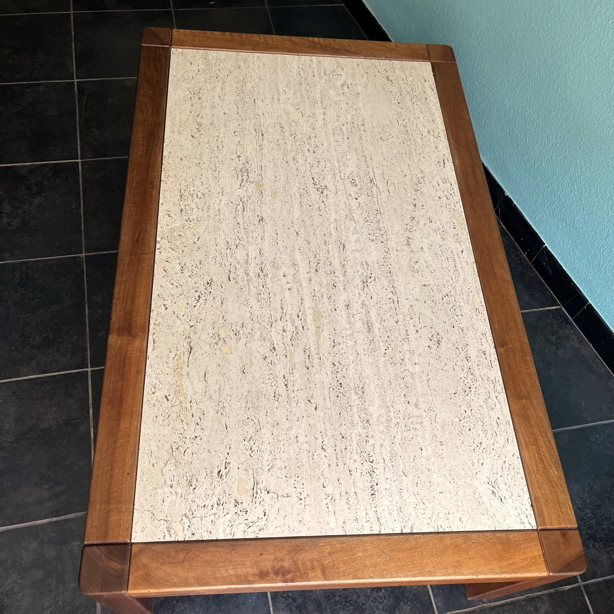 Table basse en traversin et teck, dlg de Pierre Chapo, circa 1960-photo-4