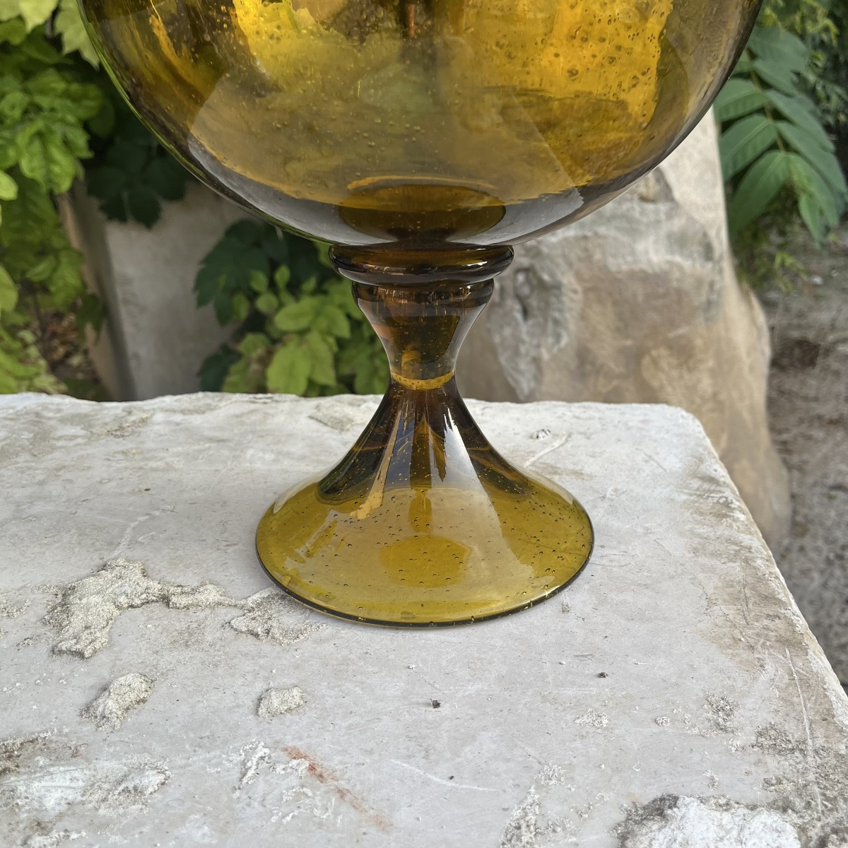 Biot Stemmed Glass In Blown Glass Circa 1960-photo-3